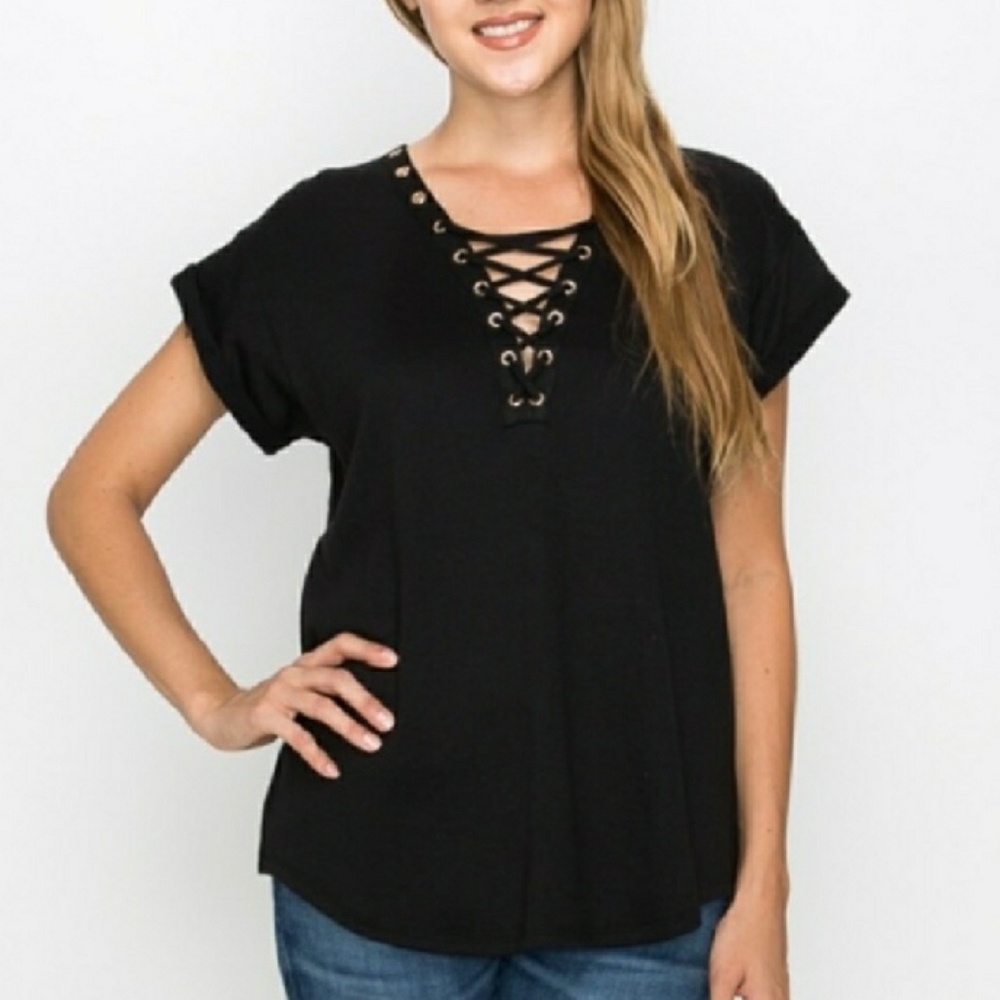 Trendy lace up top $firm